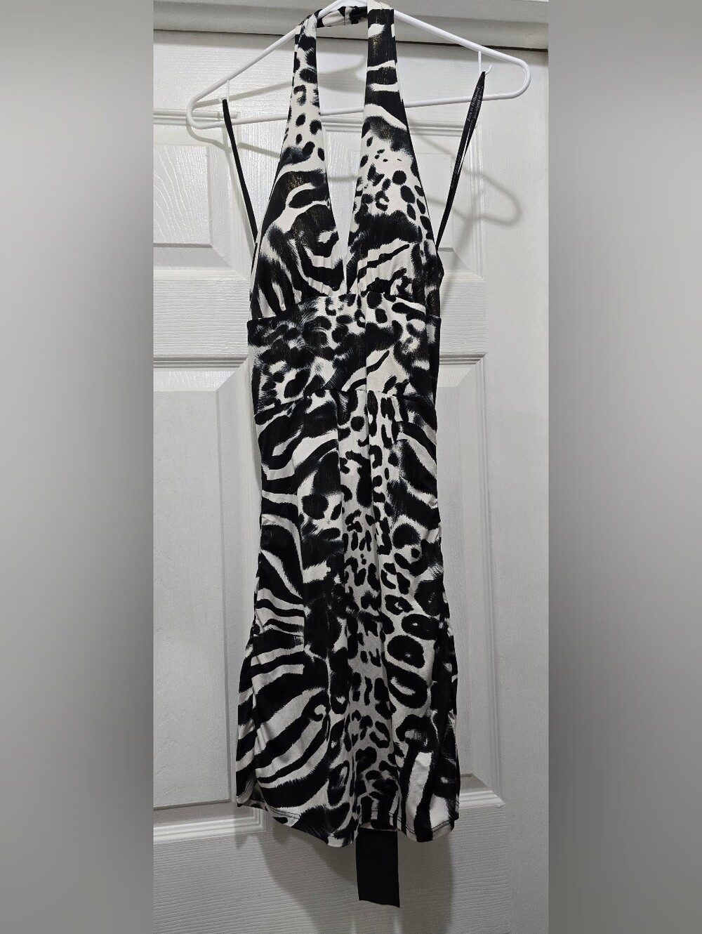 Black & White Animal Print Slip Dress